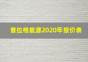 普拉格能源2020年报价表