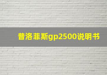 普洛菲斯gp2500说明书