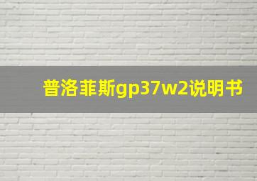 普洛菲斯gp37w2说明书