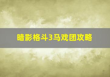 暗影格斗3马戏团攻略