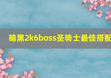 暗黑2k6boss圣骑士最佳搭配