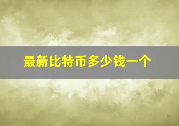 最新比特币多少钱一个