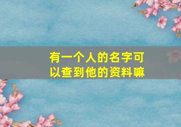 有一个人的名字可以查到他的资料嘛