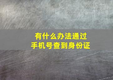 有什么办法通过手机号查到身份证