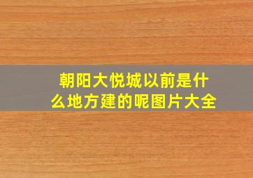 朝阳大悦城以前是什么地方建的呢图片大全