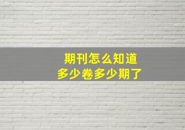 期刊怎么知道多少卷多少期了