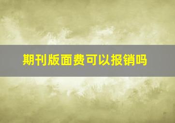 期刊版面费可以报销吗