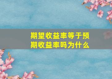 期望收益率等于预期收益率吗为什么