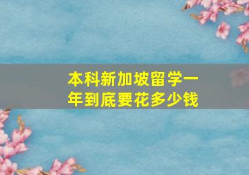 本科新加坡留学一年到底要花多少钱