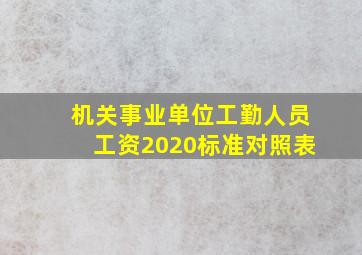 机关事业单位工勤人员工资2020标准对照表