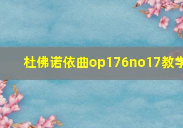 杜佛诺依曲op176no17教学