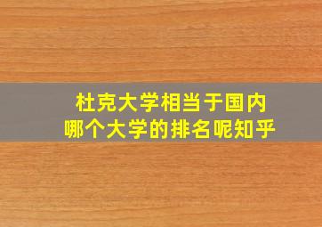 杜克大学相当于国内哪个大学的排名呢知乎