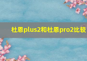 杜恩plus2和杜恩pro2比较