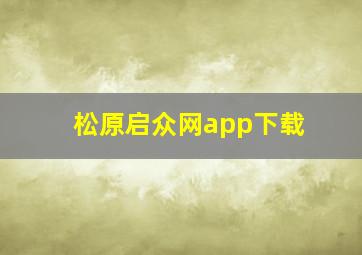 松原启众网app下载