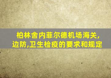 柏林舍内菲尔德机场海关,边防,卫生检疫的要求和规定