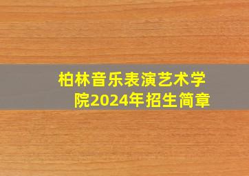 柏林音乐表演艺术学院2024年招生简章