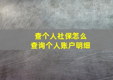 查个人社保怎么查询个人账户明细