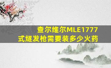 查尔维尔MLE1777式燧发枪需要装多少火药