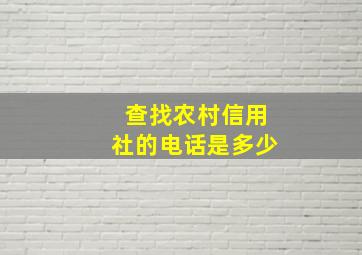 查找农村信用社的电话是多少