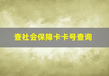 查社会保障卡卡号查询