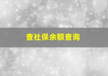 查社保余额查询