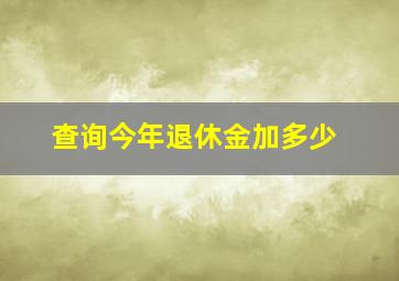 查询今年退休金加多少