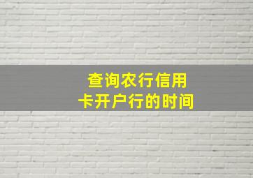 查询农行信用卡开户行的时间