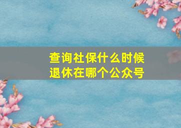 查询社保什么时候退休在哪个公众号