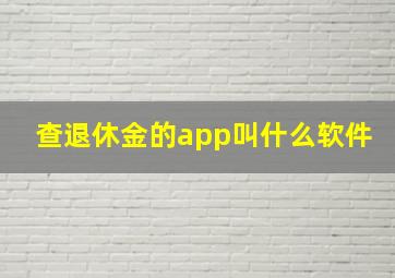 查退休金的app叫什么软件