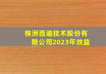 株洲西迪技术股份有限公司2023年效益