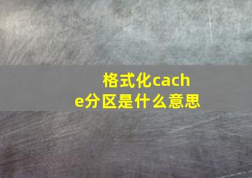 格式化cache分区是什么意思