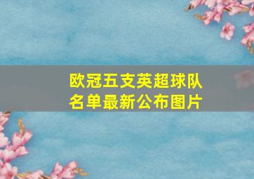 欧冠五支英超球队名单最新公布图片