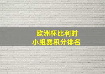 欧洲杯比利时小组赛积分排名