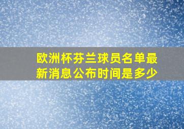 欧洲杯芬兰球员名单最新消息公布时间是多少