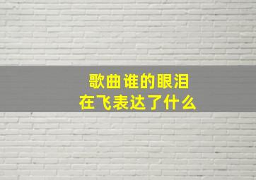 歌曲谁的眼泪在飞表达了什么