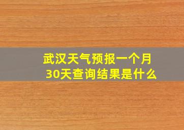 武汉天气预报一个月30天查询结果是什么