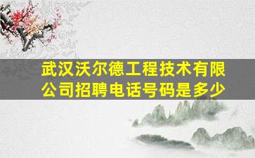 武汉沃尔德工程技术有限公司招聘电话号码是多少