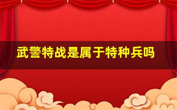 武警特战是属于特种兵吗