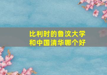 比利时的鲁汶大学和中国清华哪个好