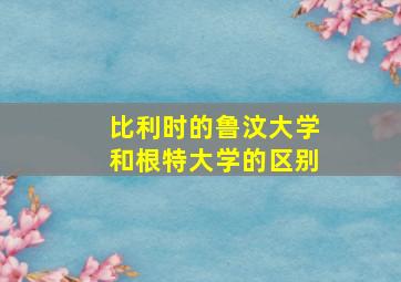 比利时的鲁汶大学和根特大学的区别