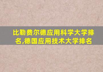 比勒费尔德应用科学大学排名,德国应用技术大学排名