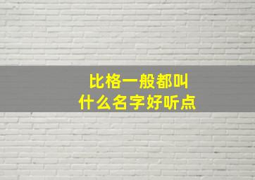 比格一般都叫什么名字好听点