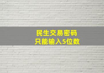 民生交易密码只能输入5位数