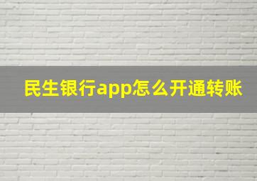 民生银行app怎么开通转账