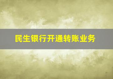 民生银行开通转账业务