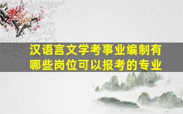 汉语言文学考事业编制有哪些岗位可以报考的专业