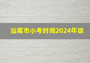 汕尾市小考时间2024年级