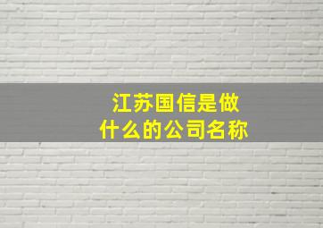 江苏国信是做什么的公司名称