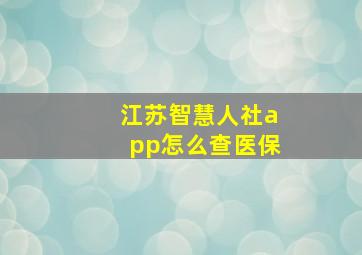 江苏智慧人社app怎么查医保