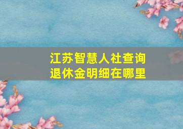 江苏智慧人社查询退休金明细在哪里